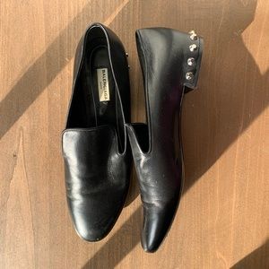 Balenciaga Black Leather Stud-Heel Loafers